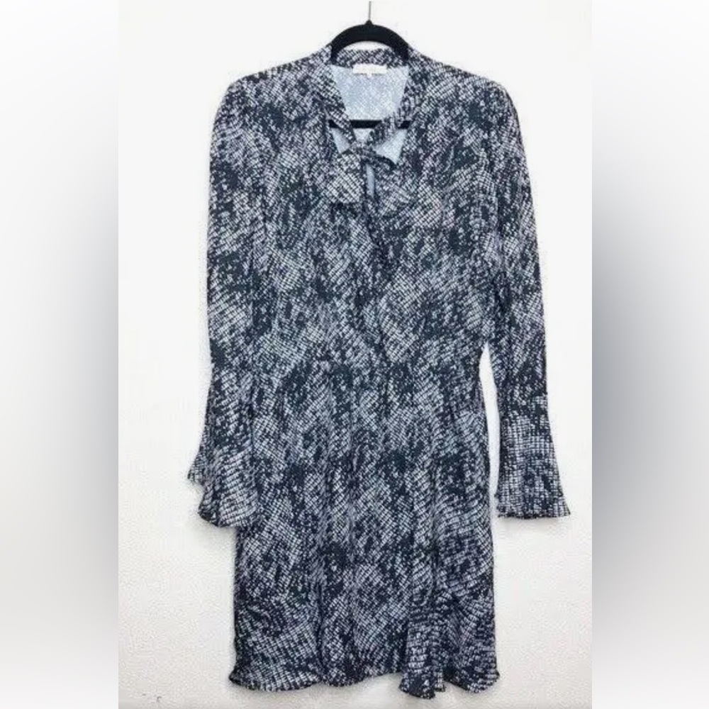 Parker reptile print faux wrap long sleeve dress, Sz. Large.